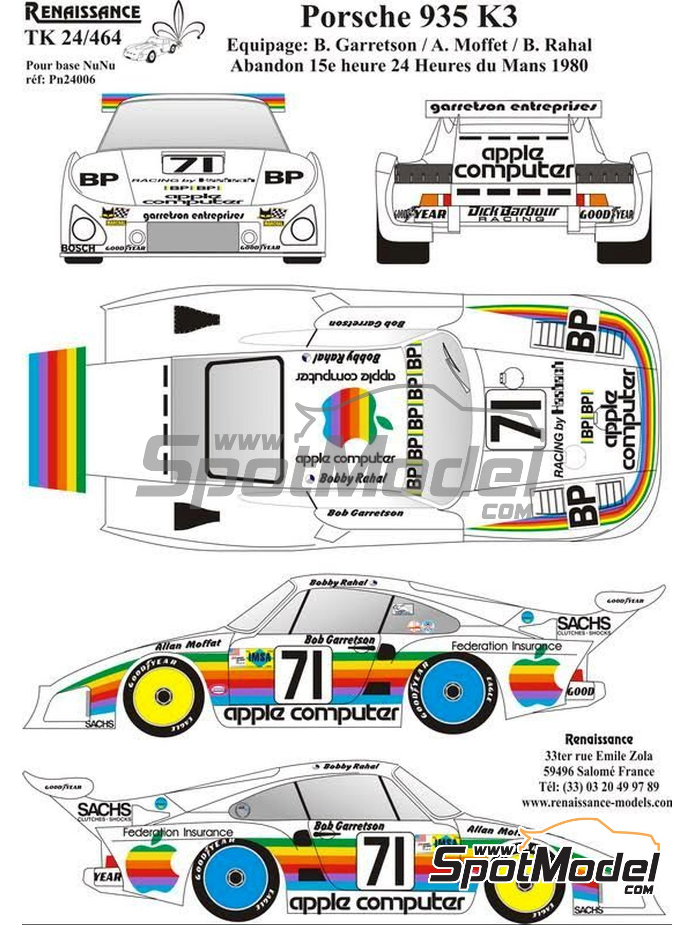 Porsche 935 K3 1980 Le Mans 1/24 レジンとメタル 1/24 Racing Series Porsche 935K3 /80 Italiya 1980 Le Mans